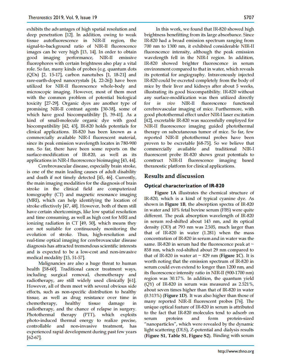 Excretable IR-820 for in vivo NIR-II fluorescence cerebrovascular imaging and photothermal therapy of subcutaneous tumor(图2)