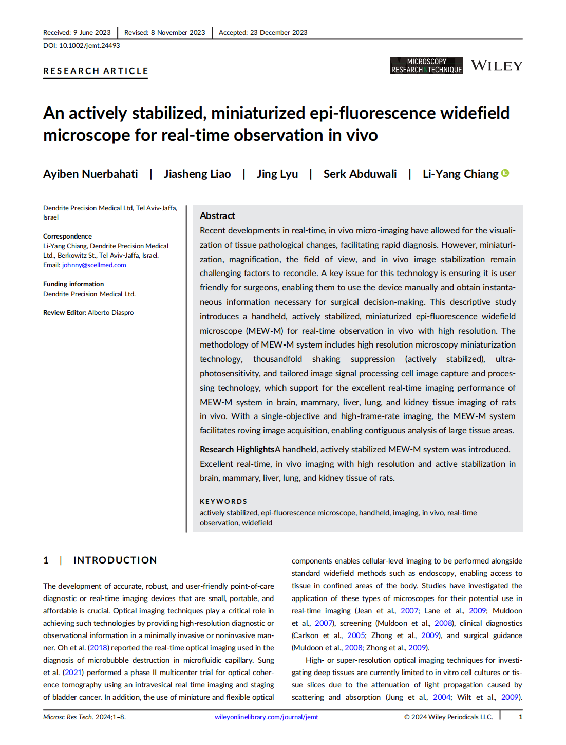 An actively stabilized, miniaturized epi-fluorescence widefield microscope for real-time observation in vivo(图1)